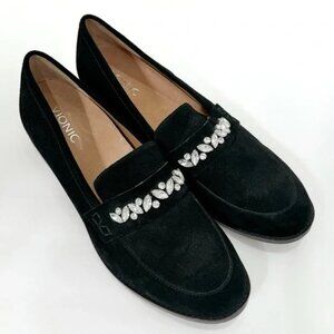 VIONIC Avvy Black Suede Jeweled Comfort Loafer Size 11